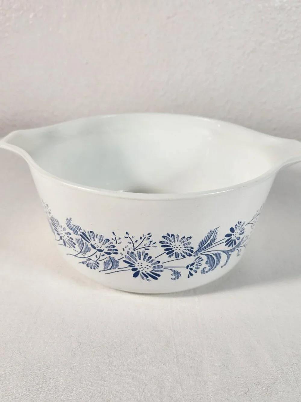 VTG PYREX 474-B COLONIAL MIST 1.5L CORNING NY USA CASSEROLE BOWL WHITE BLUE VG+